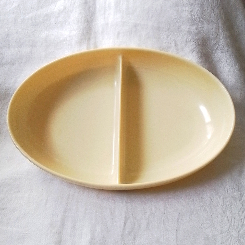 Watertown Divided Serving Bowl Dish Yellow Vintage Melmac Melamine Plastic